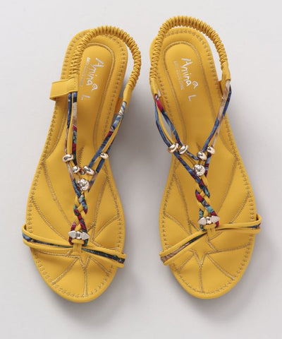 Boho Wedge Sandals - Yellow